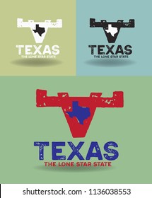 texas with small map and nickname The Lone Star State. Vector EPS 10