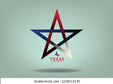 Texas Star logo concept with small map, Vector EPS 10.