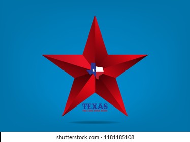 Texas Star With Map And Nickname The Lone Star State, Vector EPS 10.