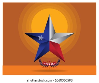 Texas star and nickname The Lone Star State, Vector EPS 10