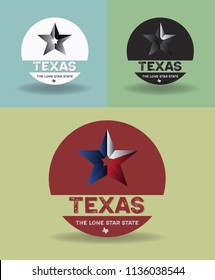 Texas Star with nickname The Lone Star State. Vector EPS 10.