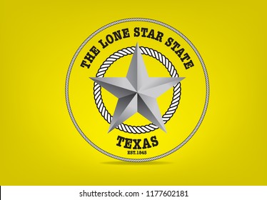 Texas Star with Nickname The Lone Star State, Vector EPS 10.