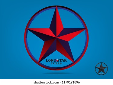 Texas Star With Nickname The Lone Star State And Map, Vector EPS 10