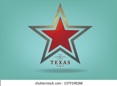 Texas Star with nickname The Lone Star State, and small map, Vector EPS 10