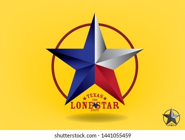 Texas Star with Texas nickname The Lone Star State, and Small map logo design concept, Vector EPS