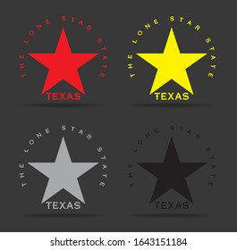 Texas Star With Nickname The Lone Star State Logo Design Concept, Vector Eps
