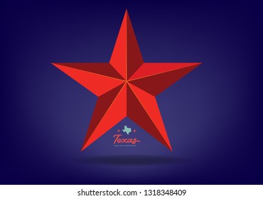 Texas Star Red with small map and nickname The Lone Star State. Vector EPS 10.