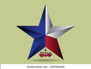 Texas Star With Small Map And Nickname The Lone Star State. Vector EPS 10.