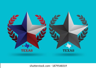 Texas Star With Small Map, Symbol Design Concept, Logo Idea Texas, Vector Eps..