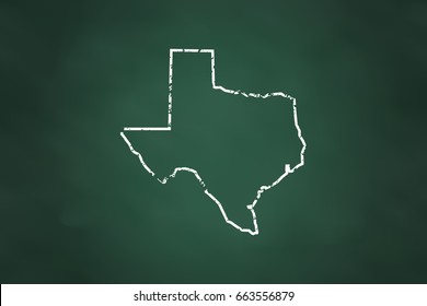 Texas State Borderline Map Chalk Style