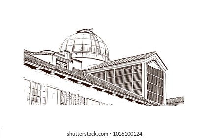 Texas State Capitol Building Austin, Texas, USA. Hand Drawn Sketch Illustration In Vector.