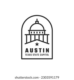 Texas state capitol line art logo