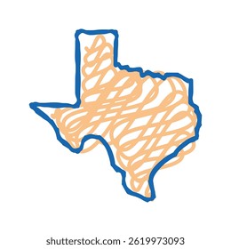 texas state doodle icon sketch vector. texas state sign. isolated symbol illustration