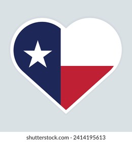 Texas state flag in Heart shape. Vector Texas flag in Heart. 
