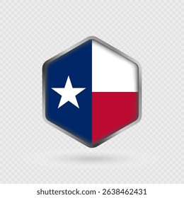 Texas State Flag Icon in Hexagon Shape.
