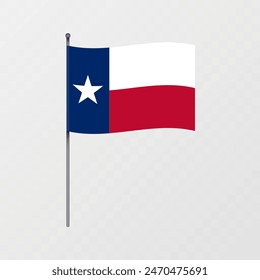 Texas state flag on flagpole. Vector illustration.