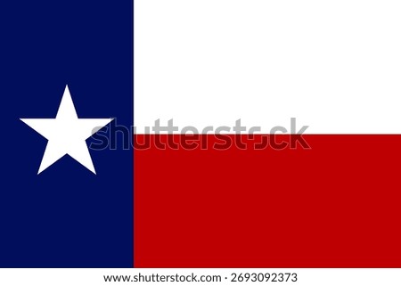 Texas state flag with red, white, and blue stripes and Lone Star emblem. Represents Texan pride, independence, and state identity.