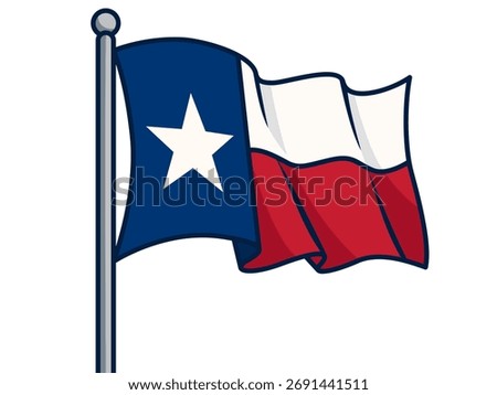 Texas State flag waving icon in filled outline style. Clipart image isolated on background.