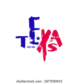 Texas state handwritten emblem. Design for t-shirt. Color print on white background