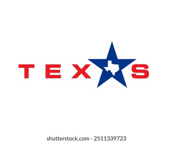 Ícone do estado do Texas com mapa em estrela americana, símbolo corporativo vetorial ou emblema da empresa. Silhueta do mapa do Texas em estrela da bandeira dos EUA para a corporação americana da indústria do petróleo ou da gasolina e marca nacional