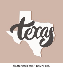 Texas state. Lettering and vector map.