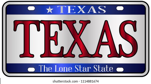 Texas state license plate mockup spoof over a white background