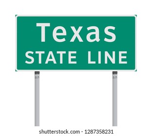 Texas State Line green road sign