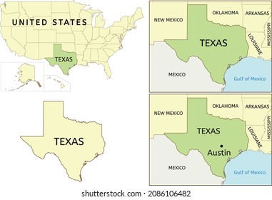Lage des Bundesstaates Texas auf der Karte der USA