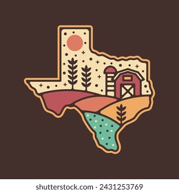 Texas State logo, poster. The Lone Star State. Print for T-shirt, typography. USA Texas flag map vintage design. Vector illustration