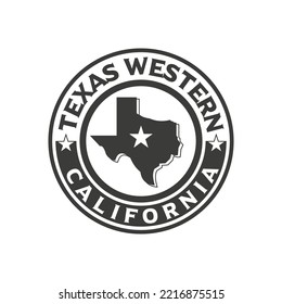 Texas State Logo Template, coat of arms, labels. Single Star Country. typography, Texas USA vintage design. Map emblem vector illustration