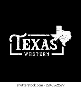 Texas State Logo Template, emblem, label. Single Star Country. typography, Texas USA vintage design. Map symbol vector illustration. Black background