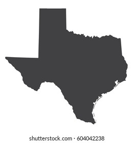 Texas state map in black on a white background. Vector illustration