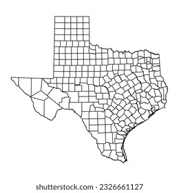 Texas state map with counties. Vector illustration.