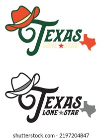 Texas With State Map And Cowboy Hat Background Patriot Theme For Advertisement Poster Banner Souvernier Printing T-shirt Coffee Mug Vector Eps.