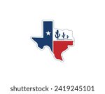 Texas State Map Flag Logo Design Template