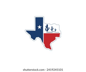 Texas State Map Flag Logo Design Template