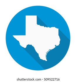 Texas state map flat icon with long shadow EPS 10 vector illustration.
