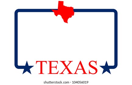 Texas State Map, Frame And Name.