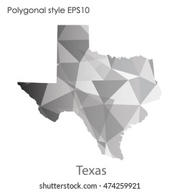 Texas state map in geometric polygonal,mosaic style.Abstract gems triangle,modern design background. Vector illustration EPS10