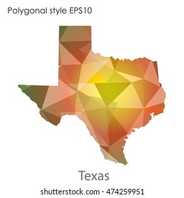 Texas state map in geometric polygonal,mosaic style.Abstract gems triangle,modern design background. Vector illustration EPS10