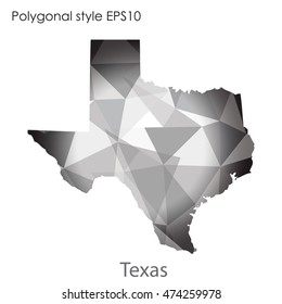 Texas state map in geometric polygonal,mosaic style.Abstract gems triangle,modern design background. Vector illustration EPS10