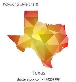 Texas state map in geometric polygonal,mosaic style.Abstract gems triangle,modern design background. Vector illustration EPS10