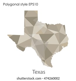 Texas state map in geometric polygonal,mosaic style.Abstract gems triangle,modern design background. Vector illustration EPS10