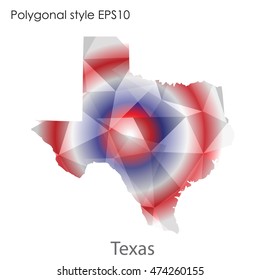 Texas state map in geometric polygonal,mosaic style.Abstract gems triangle,modern design background. Vector illustration EPS10