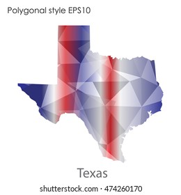 Texas state map in geometric polygonal,mosaic style.Abstract gems triangle,modern design background. Vector illustration EPS10