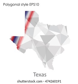 Texas state map in geometric polygonal,mosaic style.Abstract gems triangle,modern design background. Vector illustration EPS10