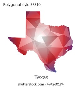 Texas state map in geometric polygonal,mosaic style.Abstract gems triangle,modern design background. Vector illustration EPS10