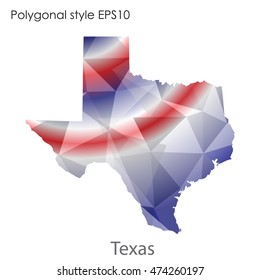 Texas state map in geometric polygonal,mosaic style.Abstract gems triangle,modern design background. Vector illustration EPS10