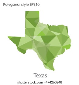 Texas state map in geometric polygonal,mosaic style.Abstract gems triangle,modern design background. Vector illustration EPS10