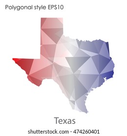 Texas state map in geometric polygonal,mosaic style.Abstract gems triangle,modern design background. Vector illustration EPS10